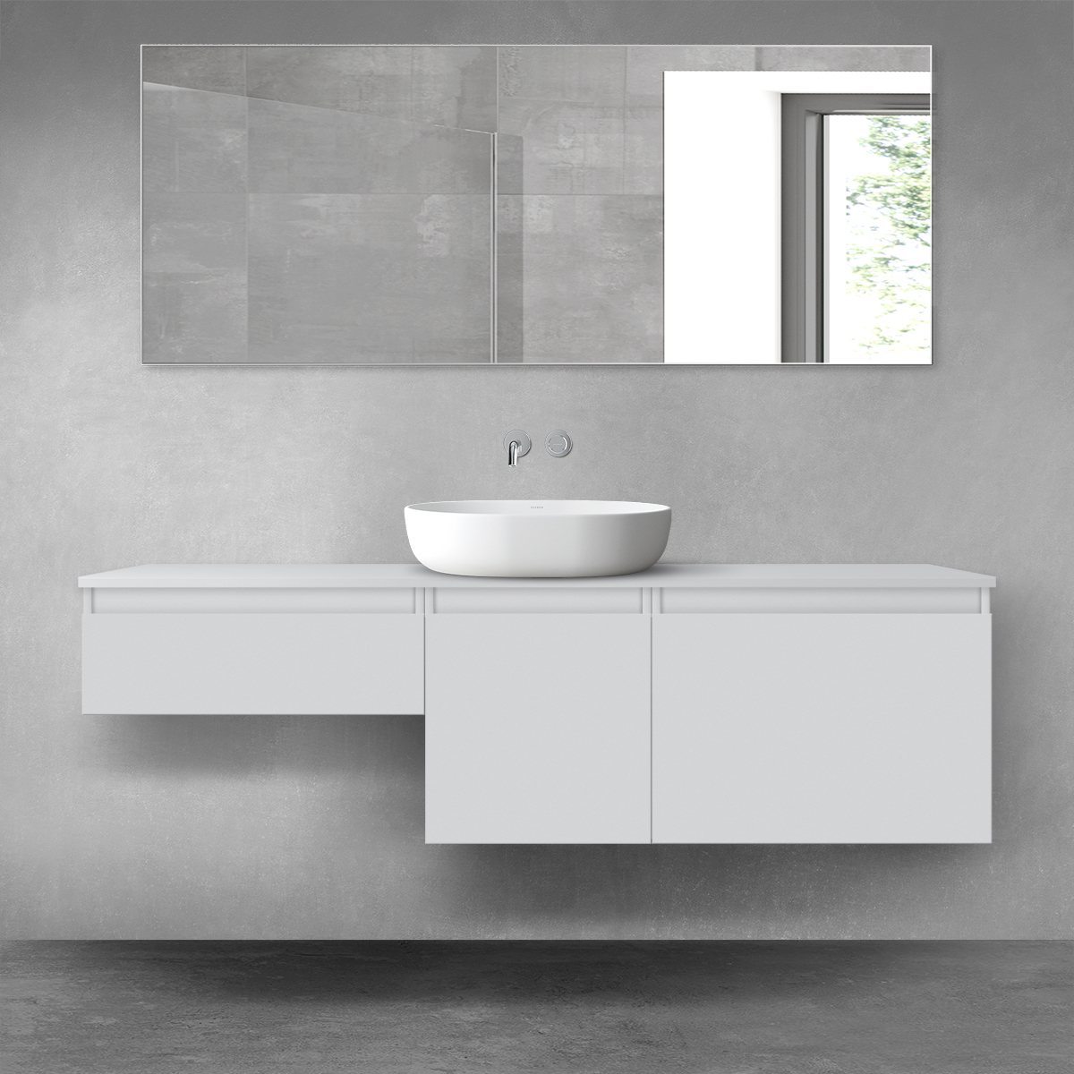 Darmowa Dostawa - Zestaw mebli łazienkowych 160x46.4x48.6 cm podumywalkowa wisząca szara Oltens Vernal 68431700