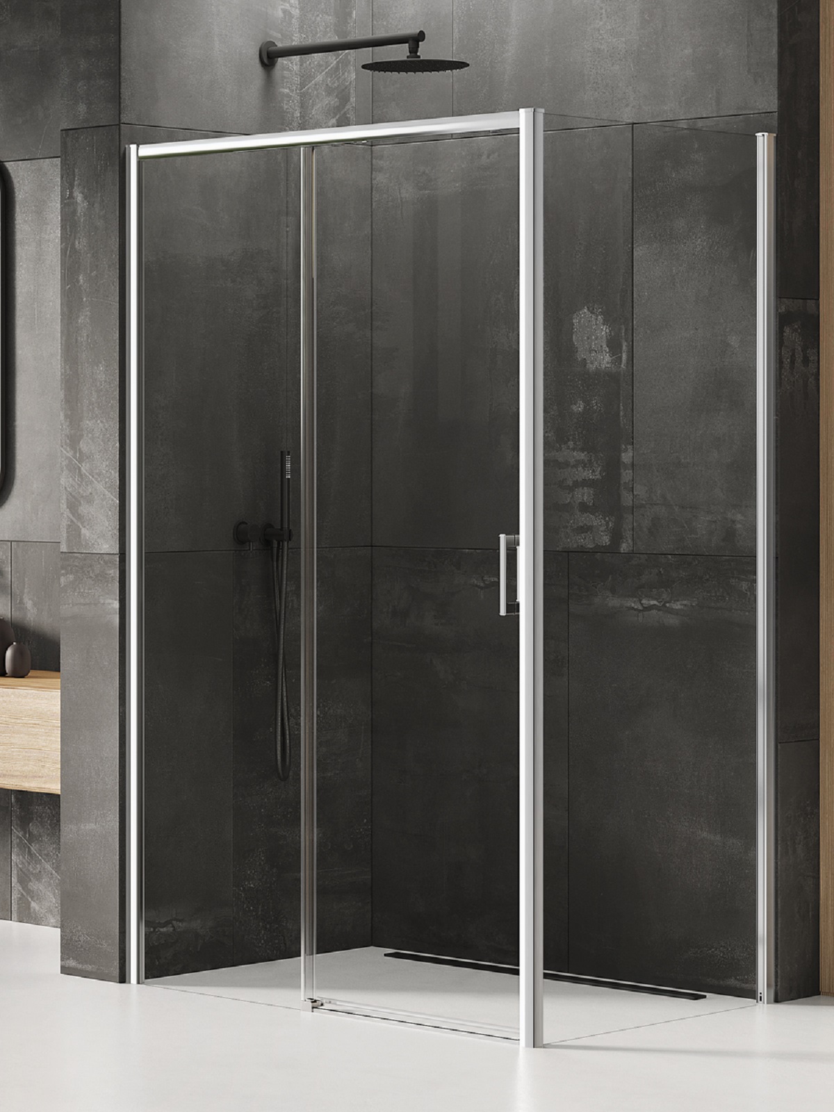 Darmowa Dostawa - Kabina prysznicowa 160x80 cm prostokątna chrom połysk/szkło przezroczyste New Trendy Prime D0310A/D0123B