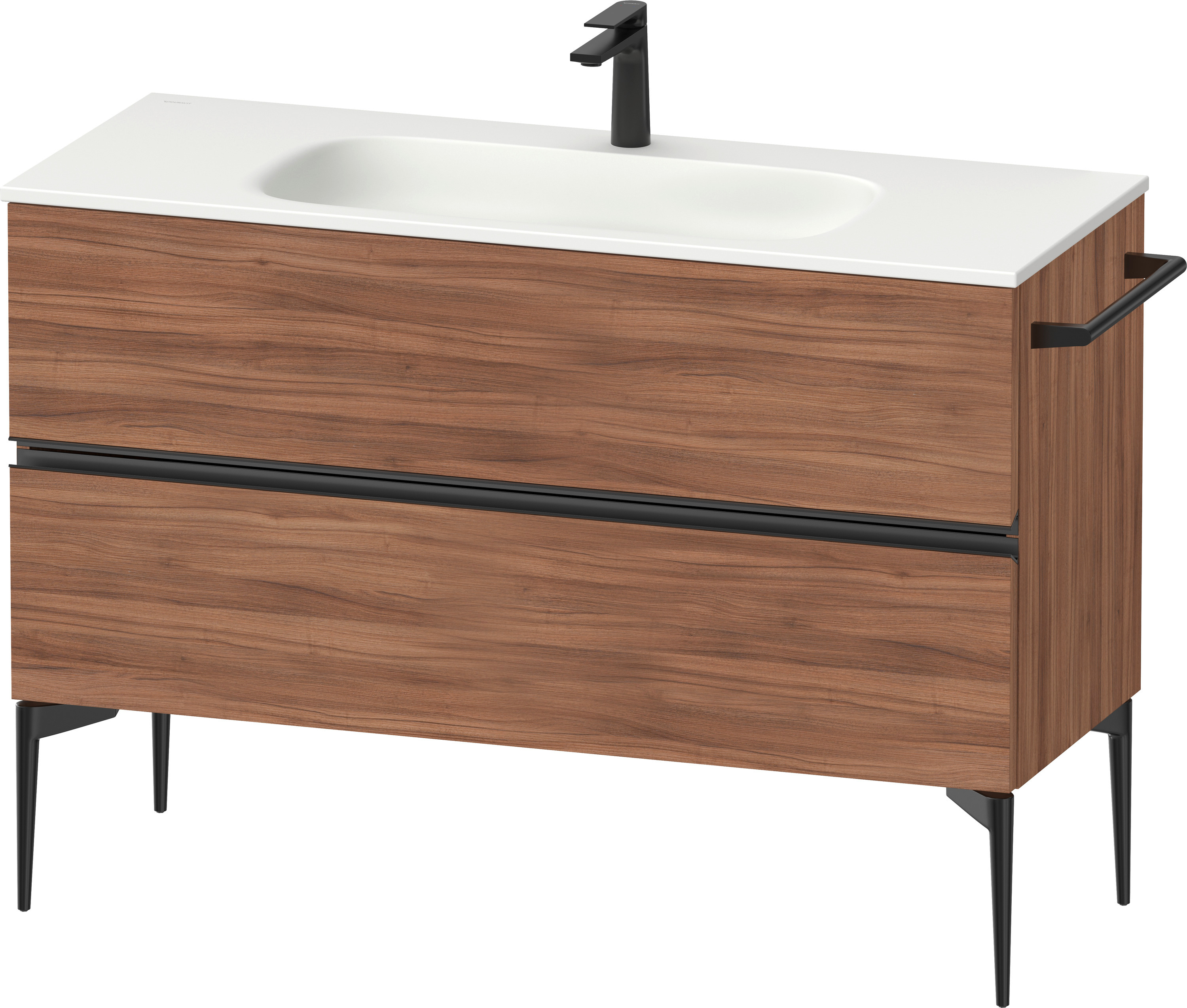 Darmowa Dostawa - Szafka 121x47.7x59.2 cm podumywalkowa wisząca czarna-orzech Duravit Sivida SV46530BD790000