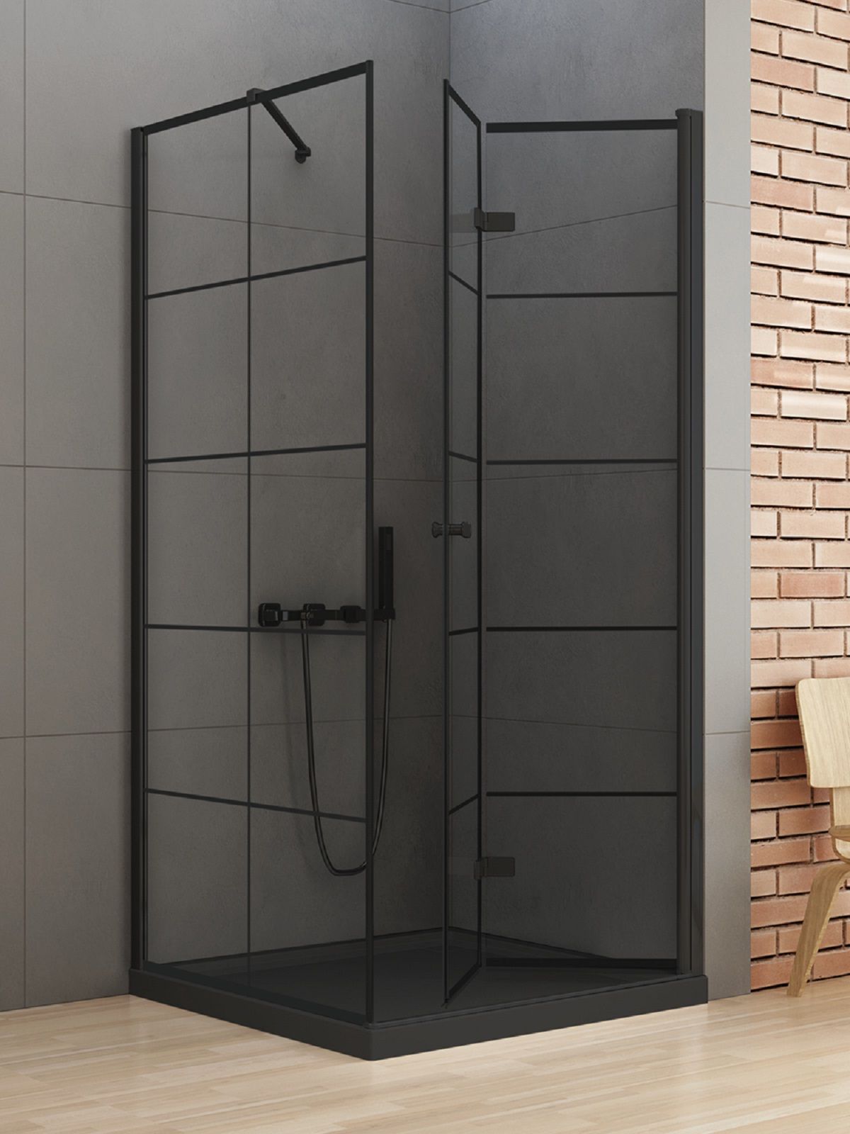 Darmowa Dostawa - Kabina prysznicowa 90x80 cm prostokątna czarny mat/szkło przezroczyste New Trendy New Soleo Black D0288A/D0121B