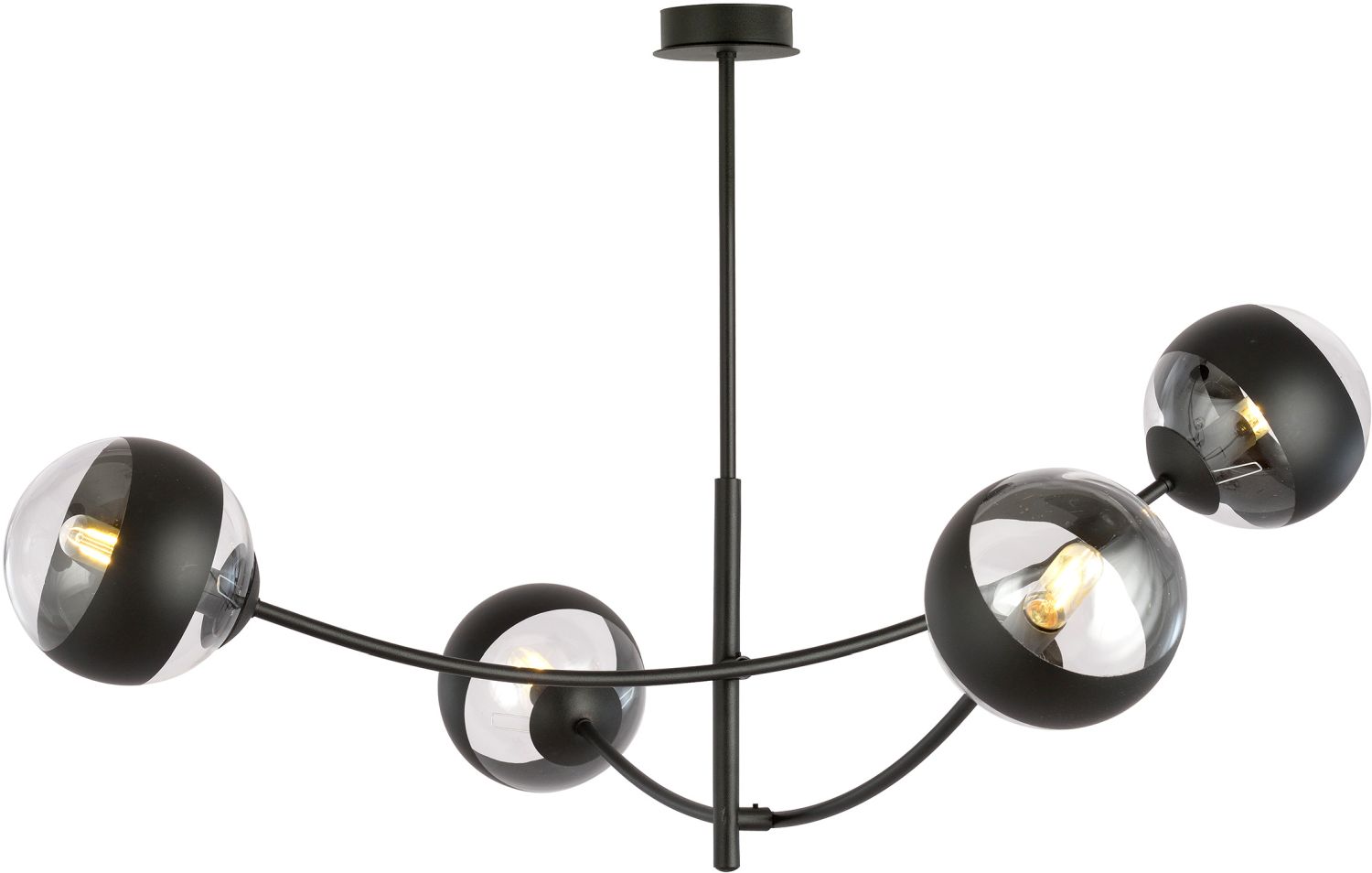 Darmowa Dostawa - Lampa podsufitowa 4x10 W czarna-przezroczysta Emibig Hunter Stripe 11014