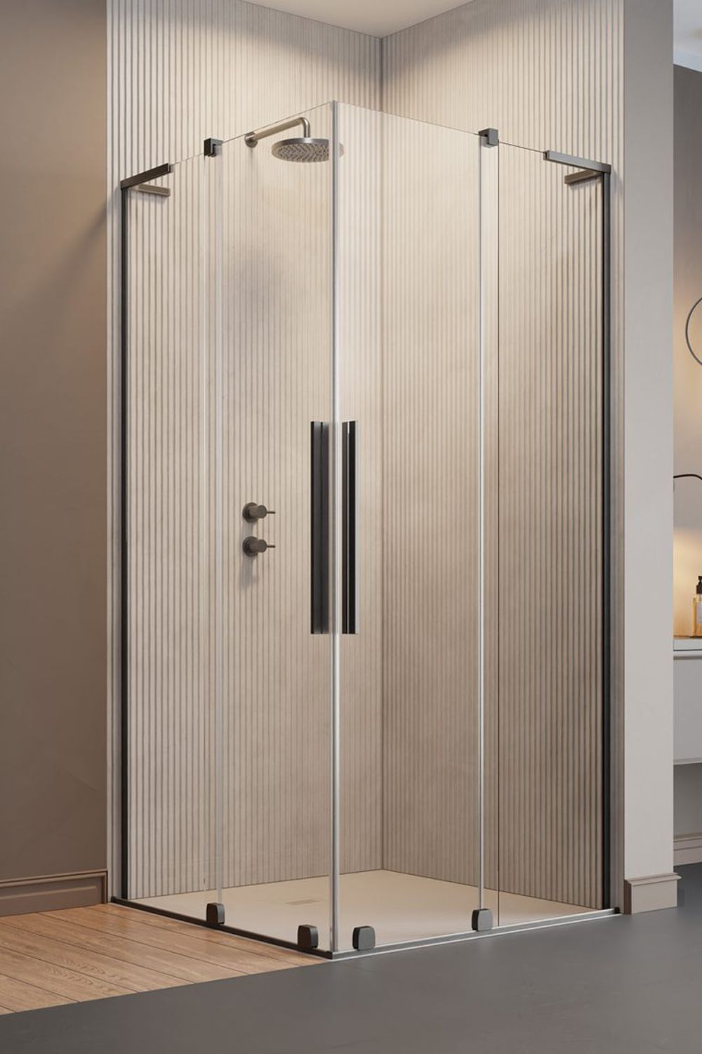 Darmowa Dostawa - Kabina prysznicowa część lewa 90x90 cm kwadratowa szczotkowany/szkło przezroczyste Radaway Furo SL Brushed Gunmetal KDD 