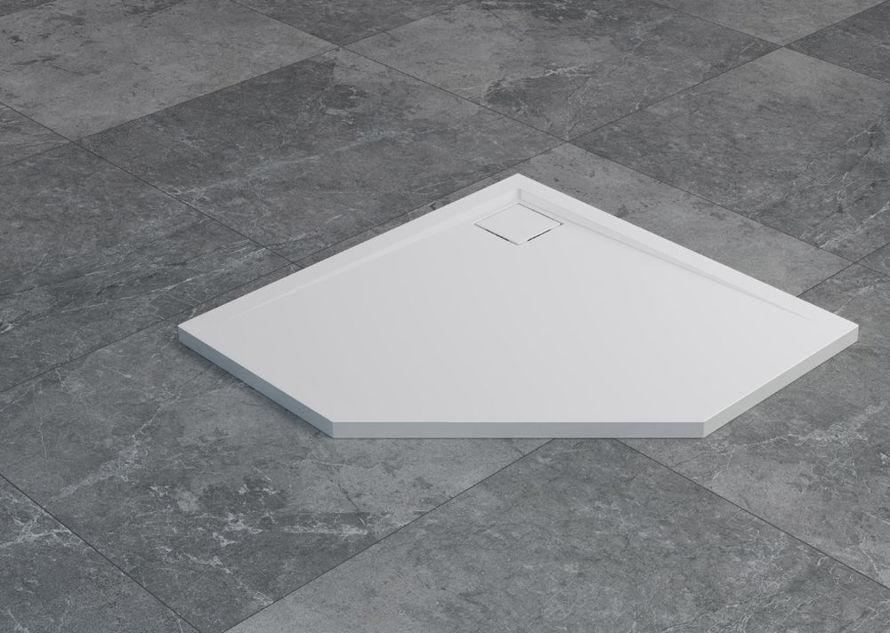 Darmowa Dostawa - Brodzik pięciokątny 90x63.6 cm biały SanSwiss Livada W205 W20563609004