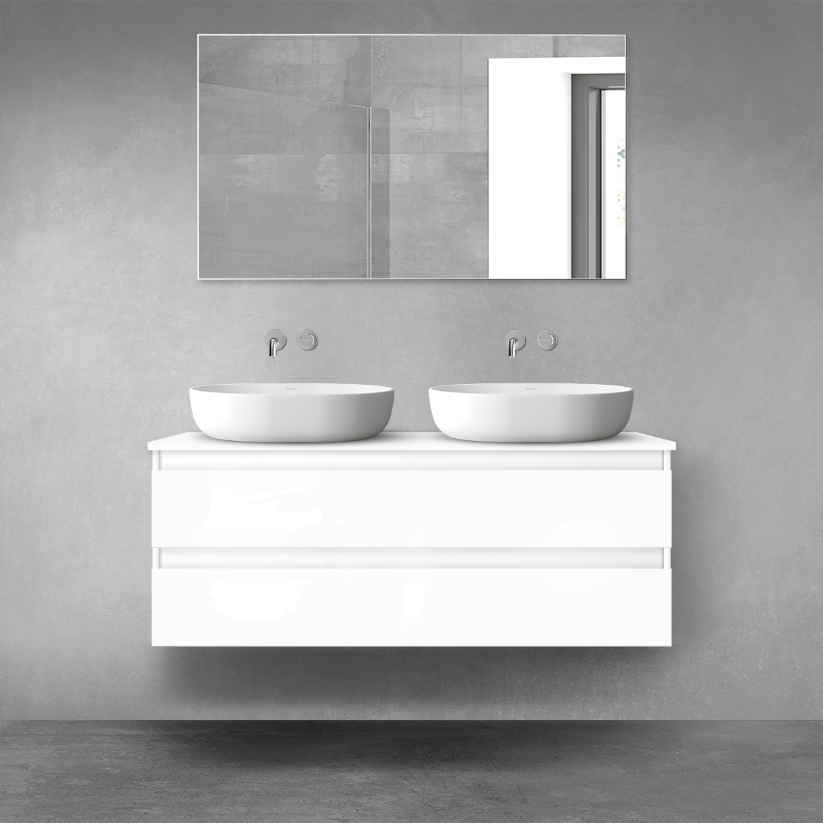 Darmowa Dostawa - Szafka z blatem 120x46.4x48.6 cm podumywalkowa wisząca biała Oltens Vernal 68466000