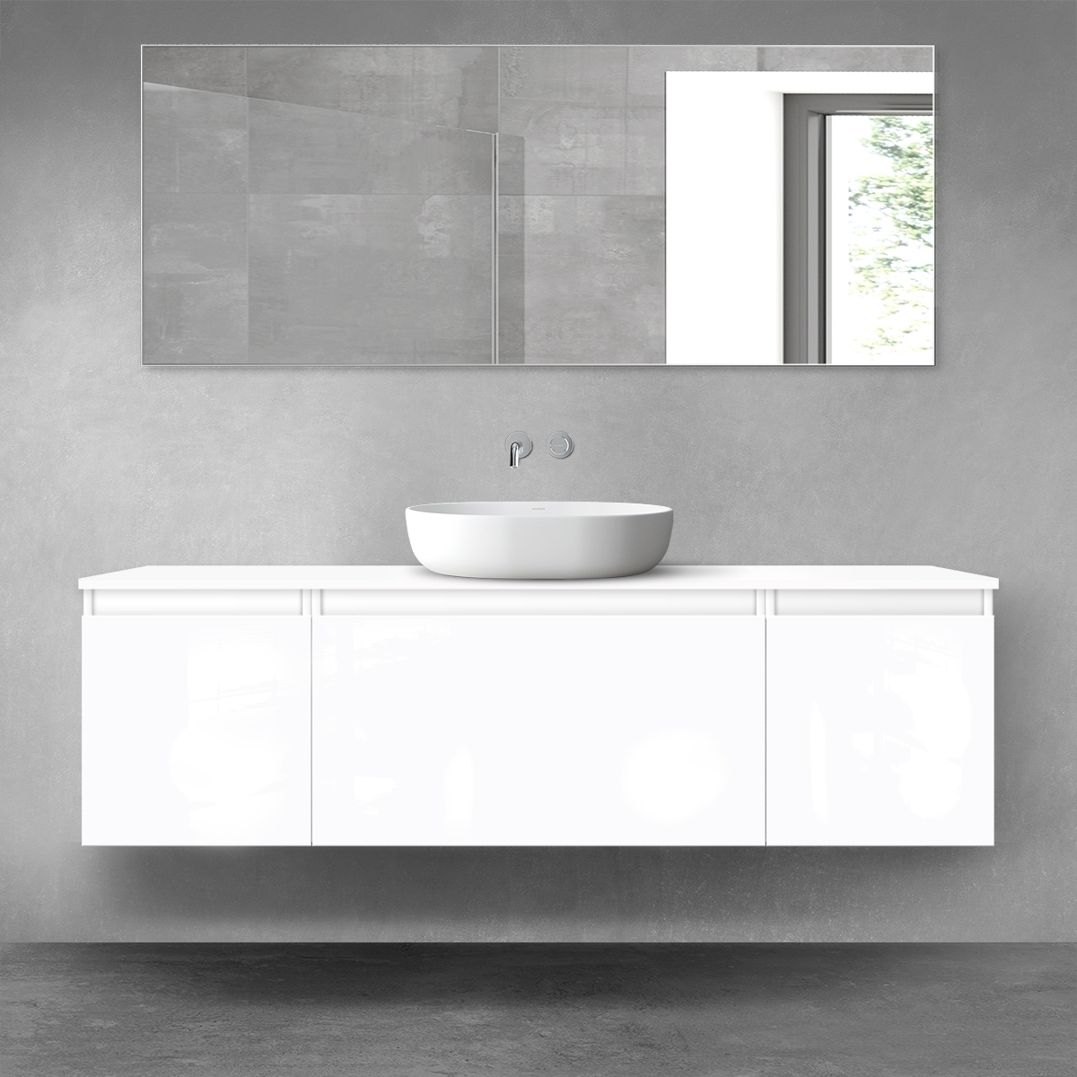 Darmowa Dostawa - Zestaw mebli łazienkowych 160x46.4x48.6 cm podumywalkowa wisząca biała Oltens Vernal 68476000