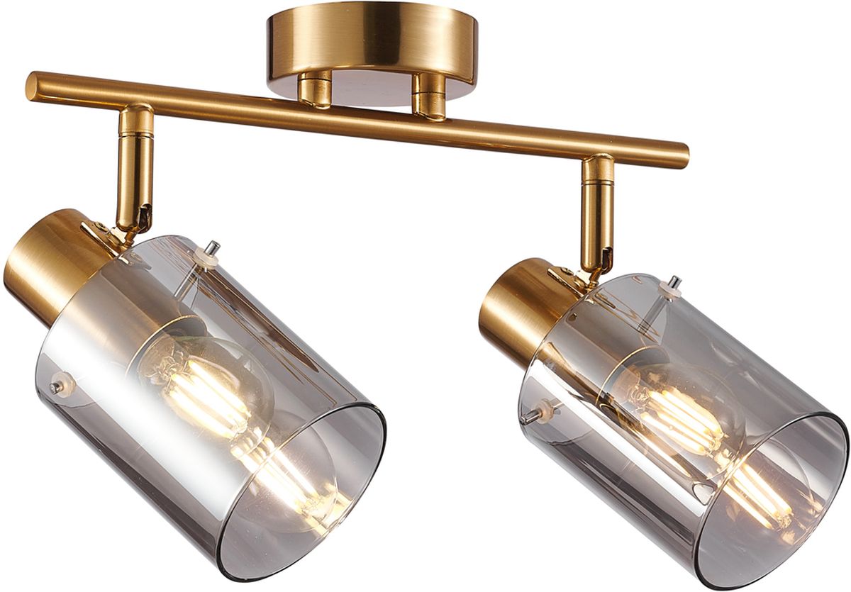 Darmowa Dostawa - Lampa podsufitowa 2x40 W mosiądz-przydymiona Italux Sardo SPL55812BROSG
