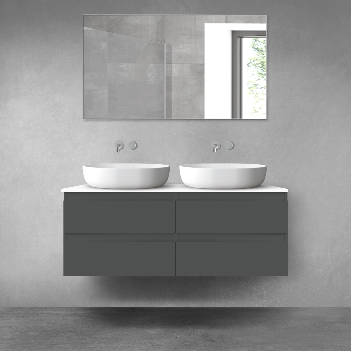 Darmowa Dostawa - Zestaw mebli łazienkowych 120x46.4x48.6 cm podumywalkowa wisząca biała Oltens Vernal 68216400