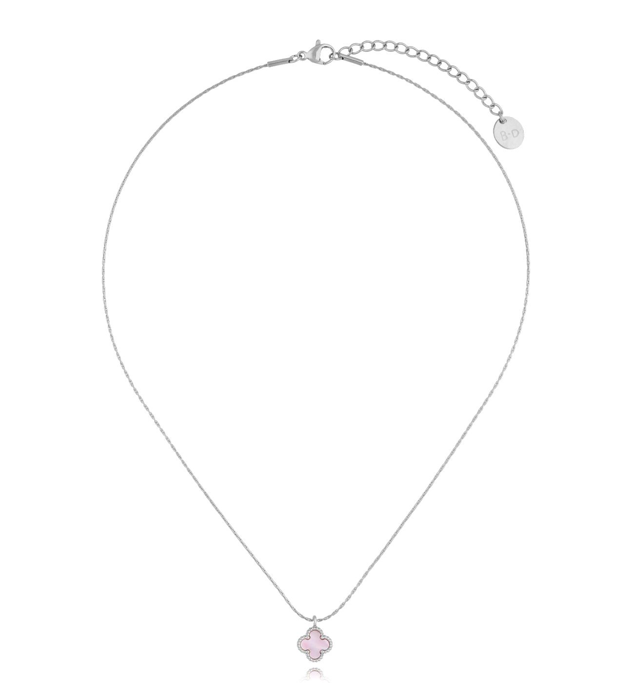 Naszyjnik z różową koniczynką srebrny Clover NSY0274