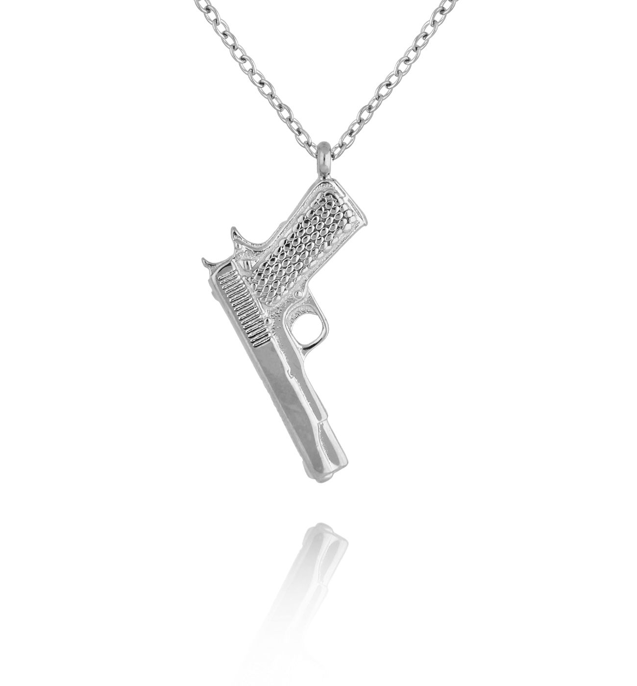 Naszyjnik srebrny z pistoletem Gold Gun - By Dziubeka