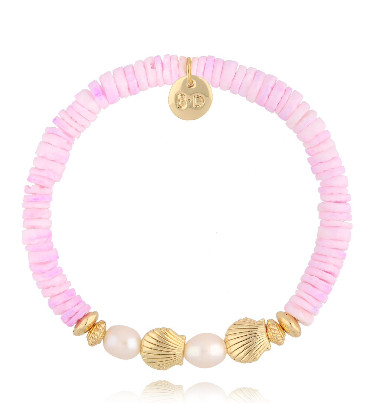 Bransoletka z fioletowymi muszlami i perłami Pearl and Shell BSH0135 - By Dziubeka