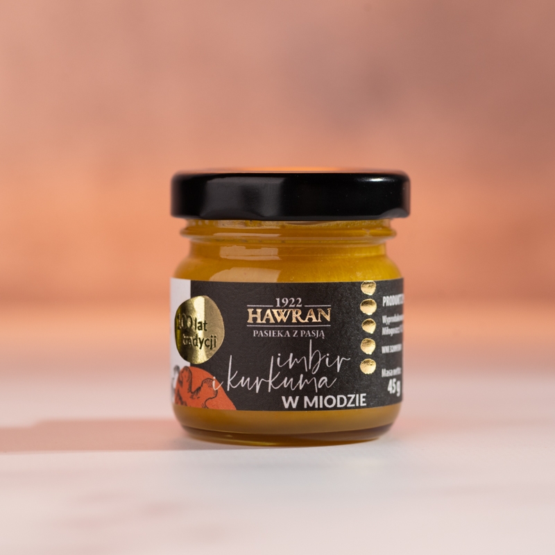 Imbir i kurkuma w miodzie wielokwiatowym 45g - Pasieka z Pasją Hawran