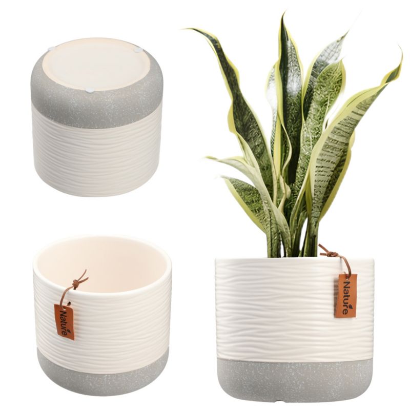Doniczka KADAX Ceramiczna 12cm Osłonka Biała szara 1szt.