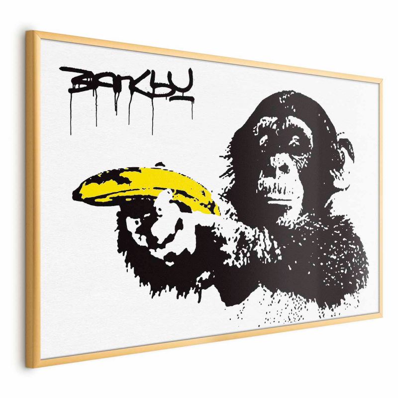Plakat Artgeist Bananowy pistolet 90x60 cm z ramą złotą 1 szt