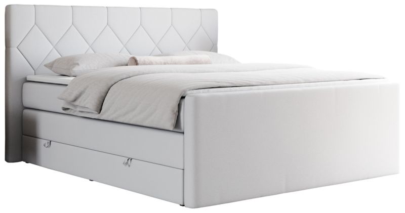 Łóżko kontynentalne MKS Meble KING EIGAR 160x200 H4 biały ekoskóra 1szt.