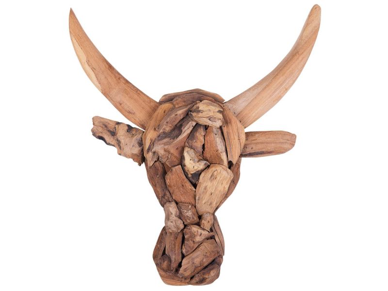 Figurka na ścianę Bull head Jasne drewno 1 szt.