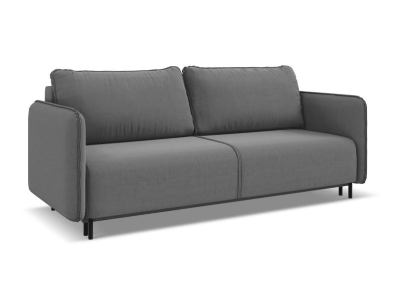 Kanapa 3-osobowa z funkcją spania Makamii Luana z weluru 226x92 cm szary 1 szt.