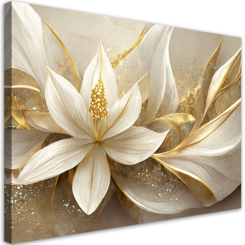 Obraz do salonu sypialni Feeby Złote Kwiaty Glamour 120x80 cm 1szt