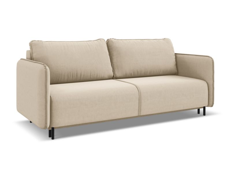 Kanapa 3-osobowa z funkcją spania Makamii Luana z weluru 226x92 cm jasny beż 1 szt.