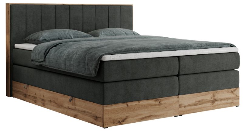 Łóżko kontynentalne MKS Meble BELLISSIMO KING 180x200 H3 ciemnoszary struktura 1szt.