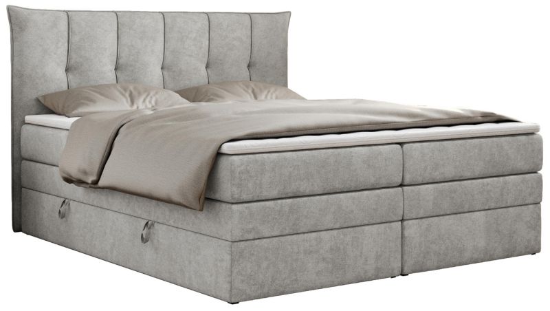 Łóżko kontynentalne MKS Meble PREMIUM 10 KING 200x200 H4 Jasnoszary struktura 1szt.