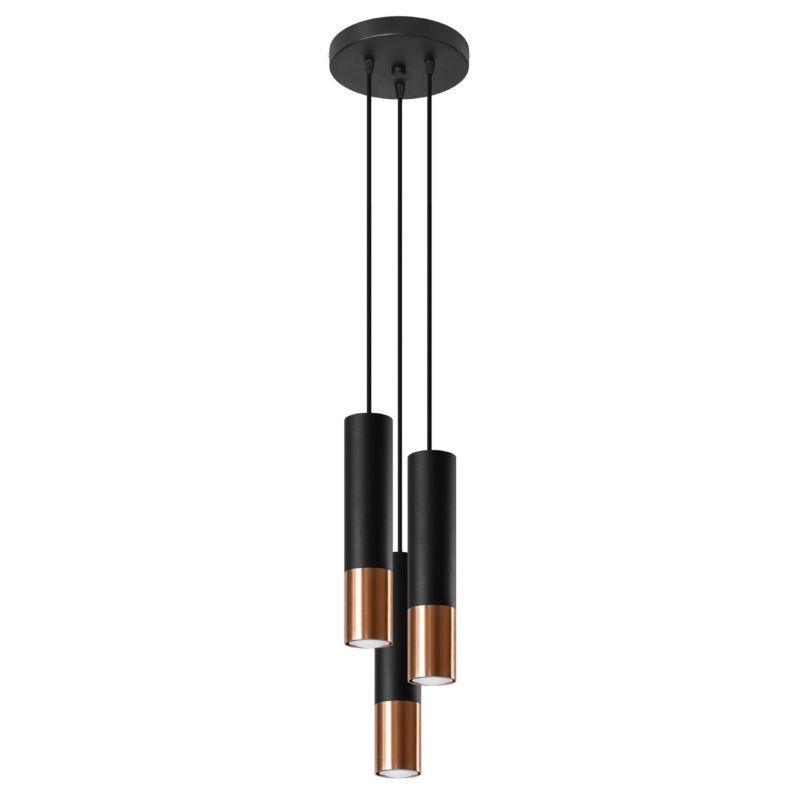Lampa wisząca Sollux Lighting LOOPEZ 3P czarny/miedź 1 szt.