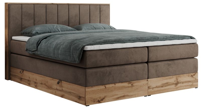 Łóżko kontynentalne MKS Meble BELLISSIMO KING 140x200 H3 brązowy welwet 1szt.