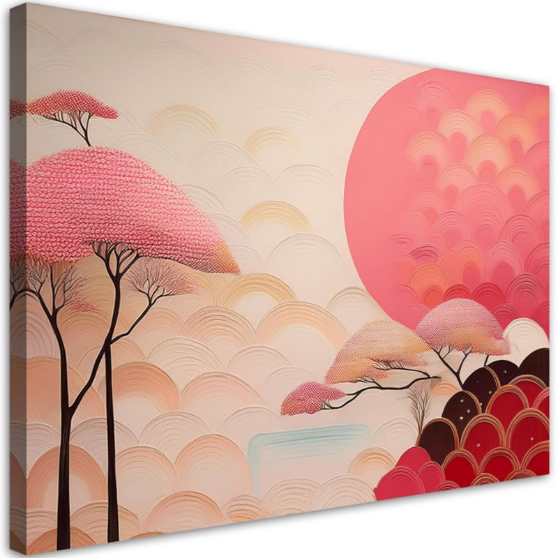 Obraz do sypialni salonu Feeby Japonia Różowy Krajobraz 100x70 cm 1szt