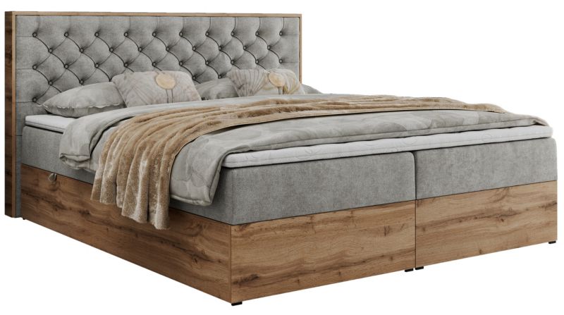 Łóżko kontynentalne MKS Meble ALBERO 3 140x200 H4 Jasnoszary struktura 1szt.