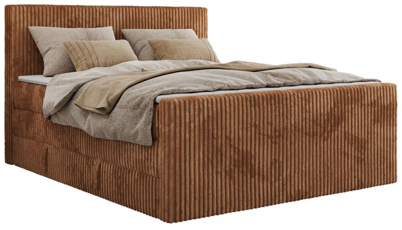 Łóżko kontynentalne MKS Meble TILIANO KING DUO 140x200 H4 pomarańczowy sztruks 1szt.