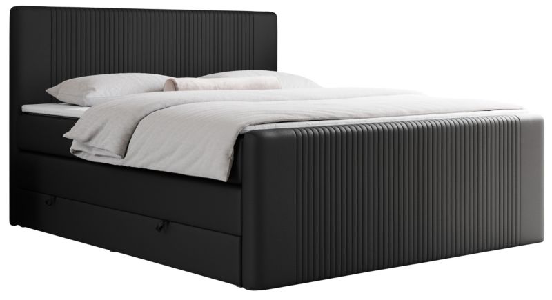 Łóżko kontynentalne MKS Meble KING DOREN 140x200 H3 czarny ekoskóra 1szt.