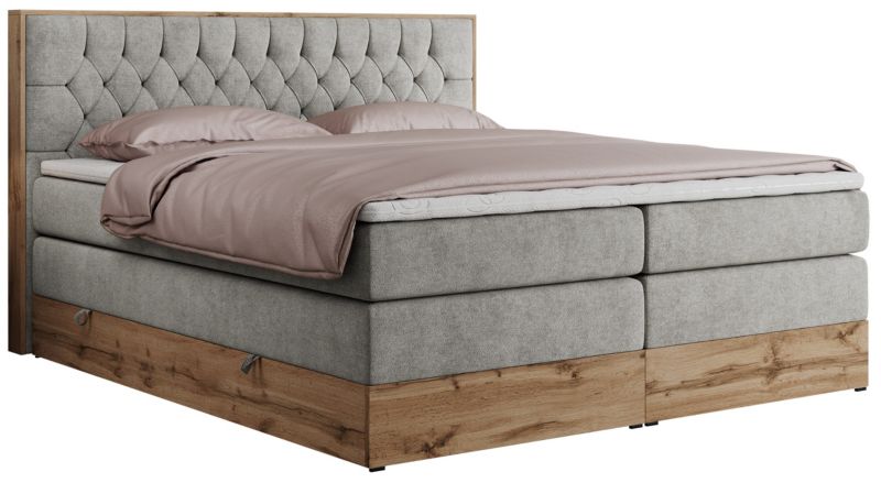 Łóżko kontynentalne MKS Meble AMORE KING 140x200 H3 jasnoszary struktura 1szt.