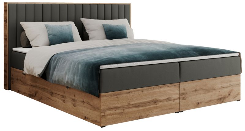 Łóżko kontynentalne MKS Meble ALBERO 4 140x200 H3 Szary ecoskóra 1szt.