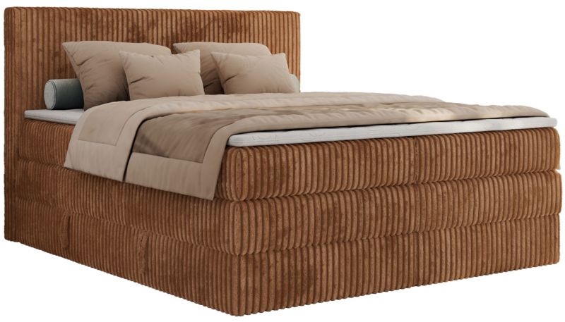 Łóżko kontynentalne MKS Meble TILIANO KING 140x200 H3 pomarańczowy sztruks 1szt.