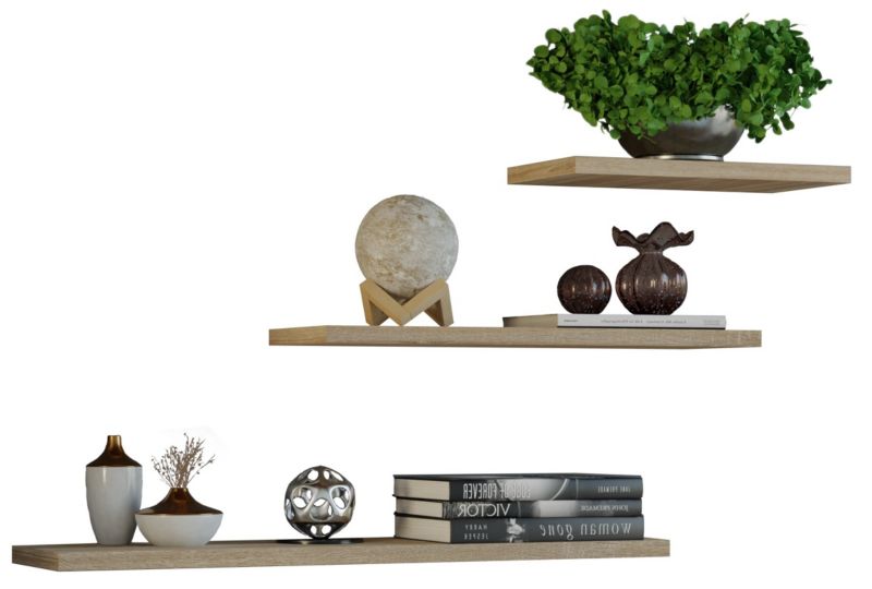 Komplet 3x Półka Topeshop Półki Wiszące Tobi 3P Dąb Sonoma 15x60x1,8 cm 1 szt.
