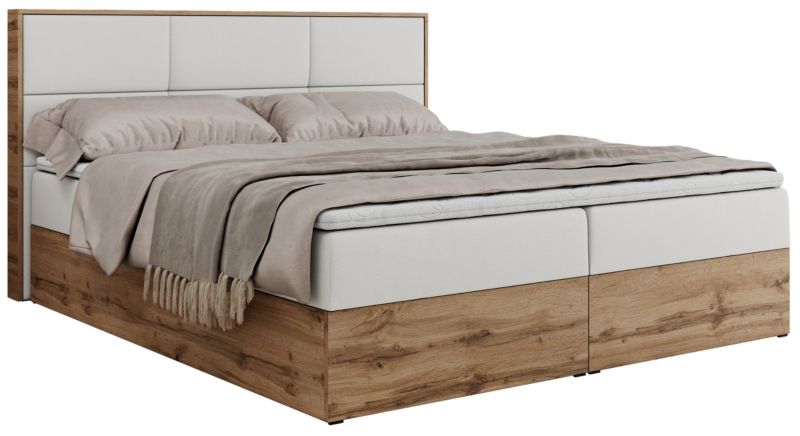 Łóżko kontynentalne MKS Meble ALBERO 2 140x200 H4 Biały ecoskóra 1szt.