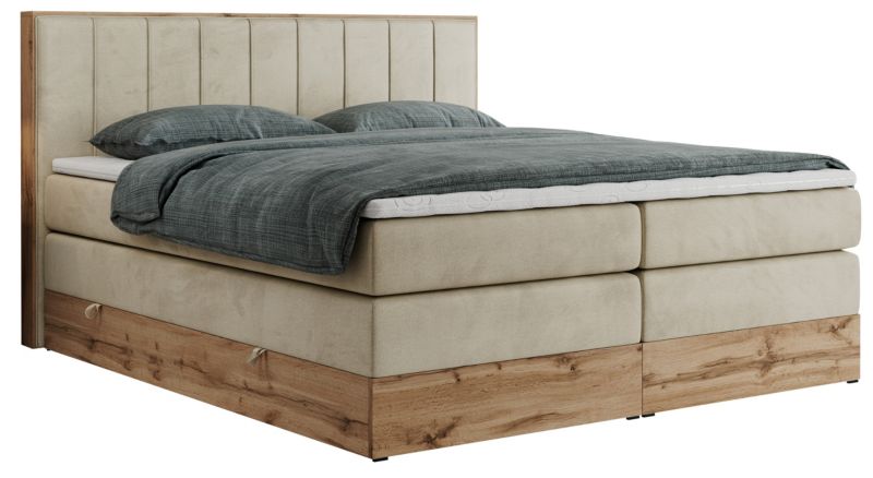 Łóżko kontynentalne MKS Meble BELLISSIMO KING 140x200 H4 beżowy welwet 1szt.