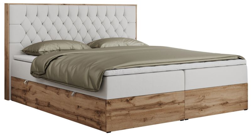 Łóżko kontynentalne MKS Meble AMORE 140x200 H3 biały ekoskóra 1szt.