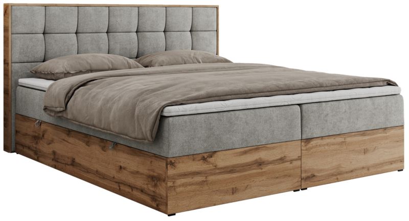 Łóżko kontynentalne MKS Meble ALBERO 1 140x200 H3 Jasnoszary struktura 1szt.