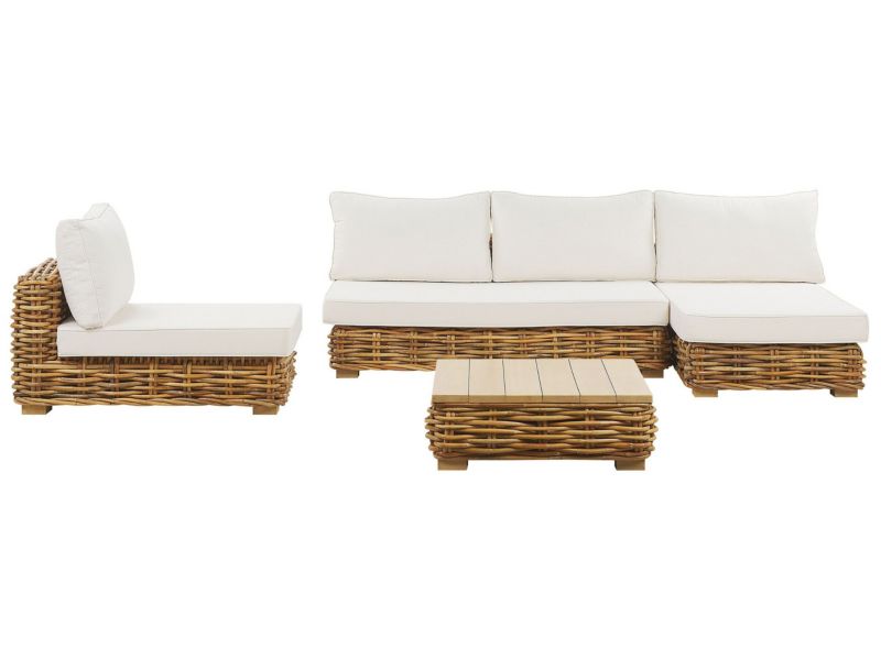 Zestaw wypoczynkowy ogrodowy Varallo Rattan Naturalny 1 kpl