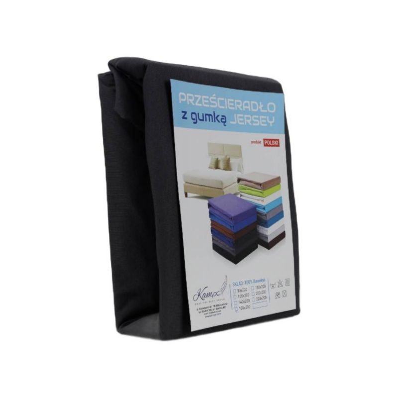 Prześcieradło z gumką Jersey VIP KAM-POL czarne 80x220cm 1 szt.