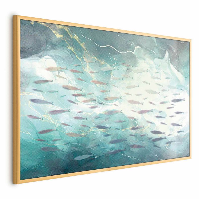 Plakat Artgeist Ławica ryb 60x40 cm z ramą złotą 1 szt