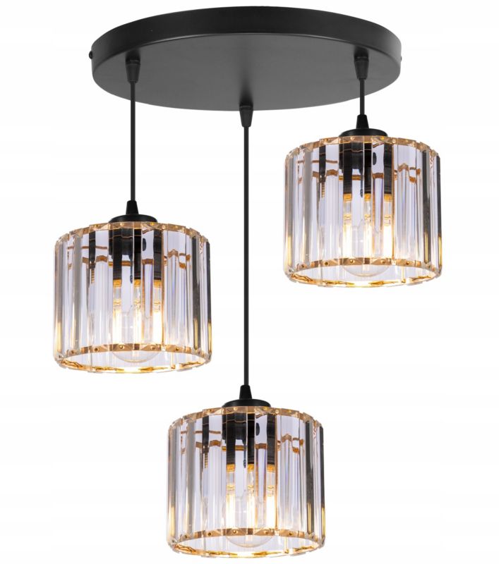 Lampa sufitowa wisząca okrągła Light Home LH Holdi 3x E27 60W klosz złote szkło 1szt.