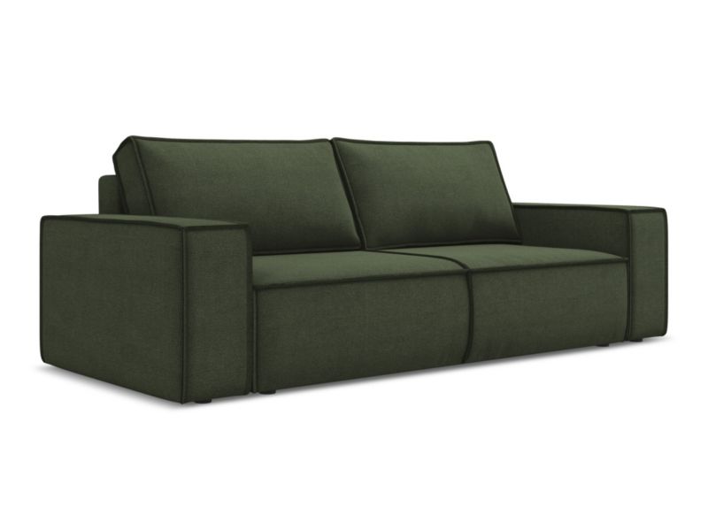 Kanapa 3-osobowa z funkcją spania Makamii Kimo z tkaniny strukturalnej 255x105 cm oliwkowy 1 szt.