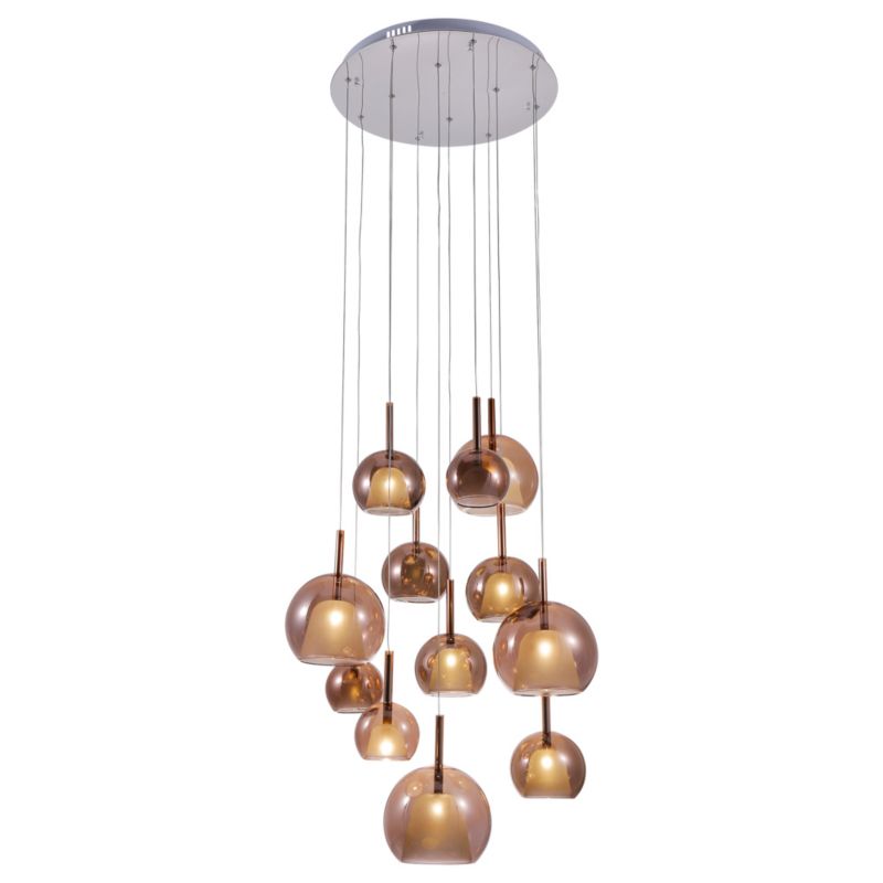 Lampa Wisząca SPOT Light 12xG4 Max.20W Blask Chromu i Miedzi, Wyjątkowy Design od Polskiego Producenta, 1 szt.