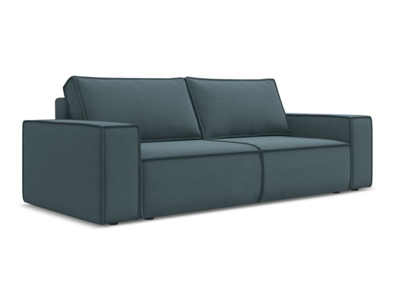 Kanapa 3-osobowa z funkcją spania Makamii Kimo z weluru 255x105 cm morski 1 szt.