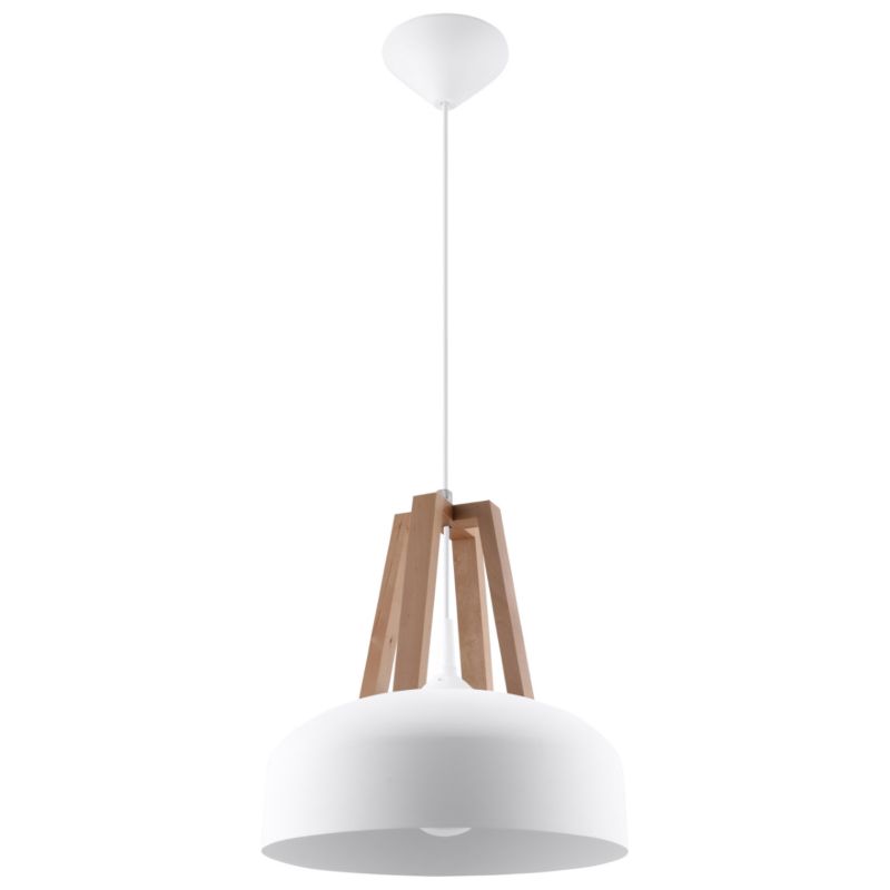 Lampa wisząca Sollux Lighting CASCO biała/naturalne drewno 1 szt.
