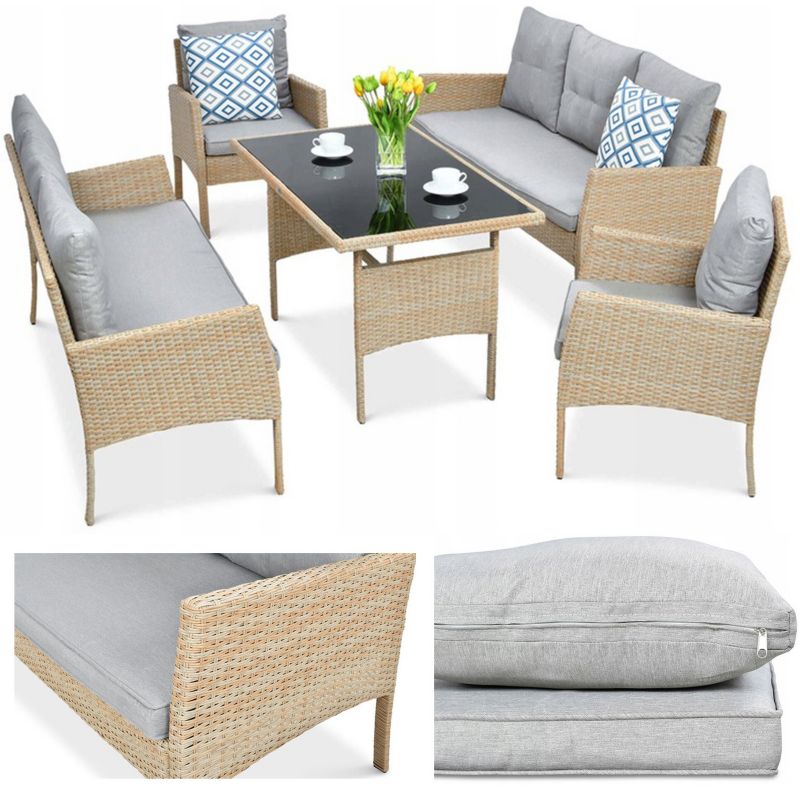 Zestaw Mebli Ogrodowych Focus Garden Wypoczynkowy Technorattan Cortina Sofa 2x Fotel Stół 1 szt