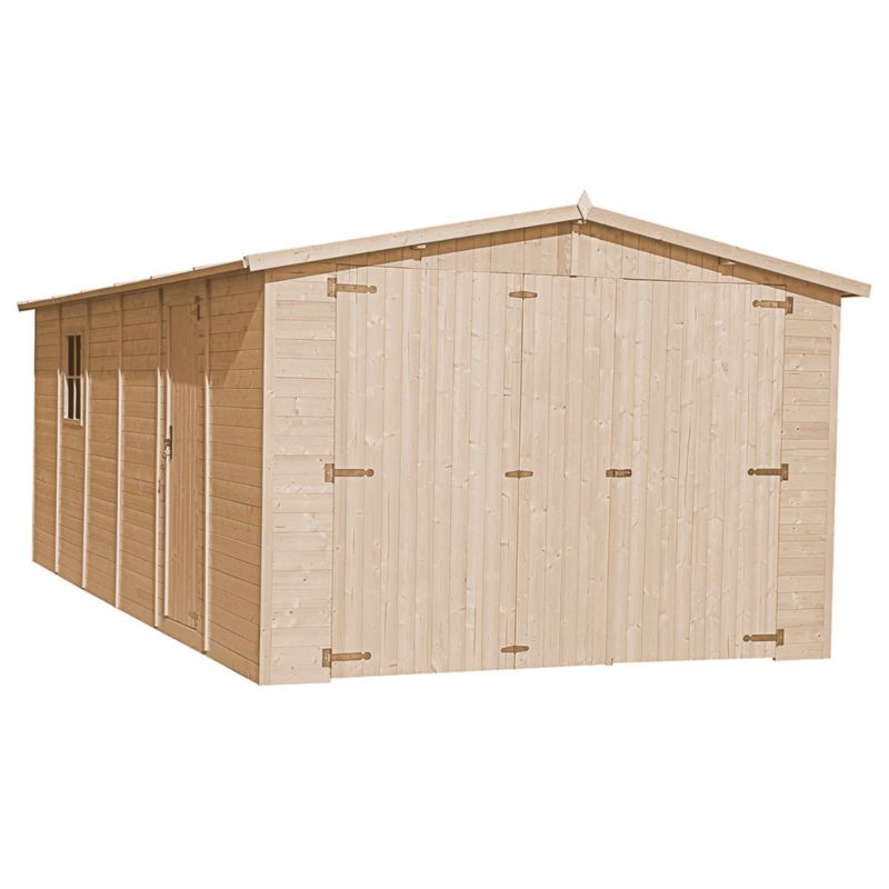 Drewniany garaż ogrodowy Timbela 18 m² M102 drewno naturalne, grubość deski 17 mm, 1 szt.
