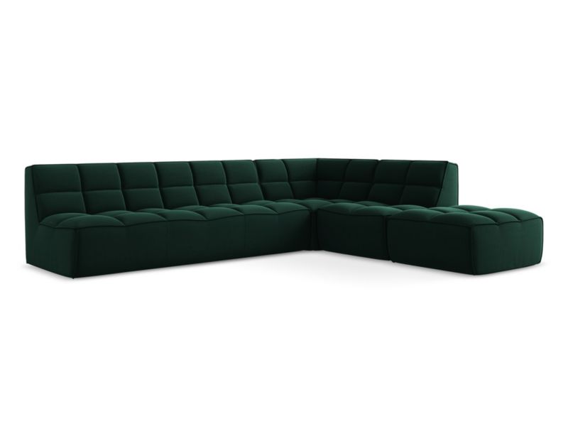 Narożnik uniwersalny Makamii Kalai z weluru 308x258 cm butelkowa zieleń 1 szt.