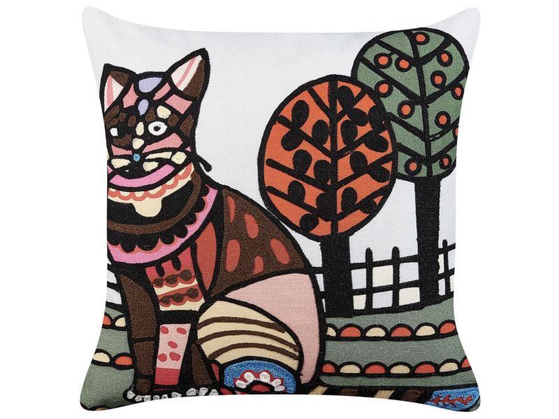 Poduszka dekoracyjna Mehsana Boucle 50 x 50 cm Zwierzęcy Haft Kolorowy 1 szt.